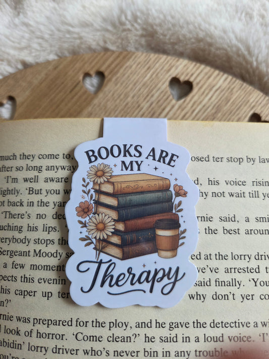 Magnetic bookmark, "books are my therapy" bookmark.