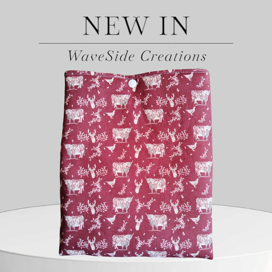 Book Sleeve, book cover, book protector, tablet cover, kindle cover, highland cows, stags, grouse, Scottish theme