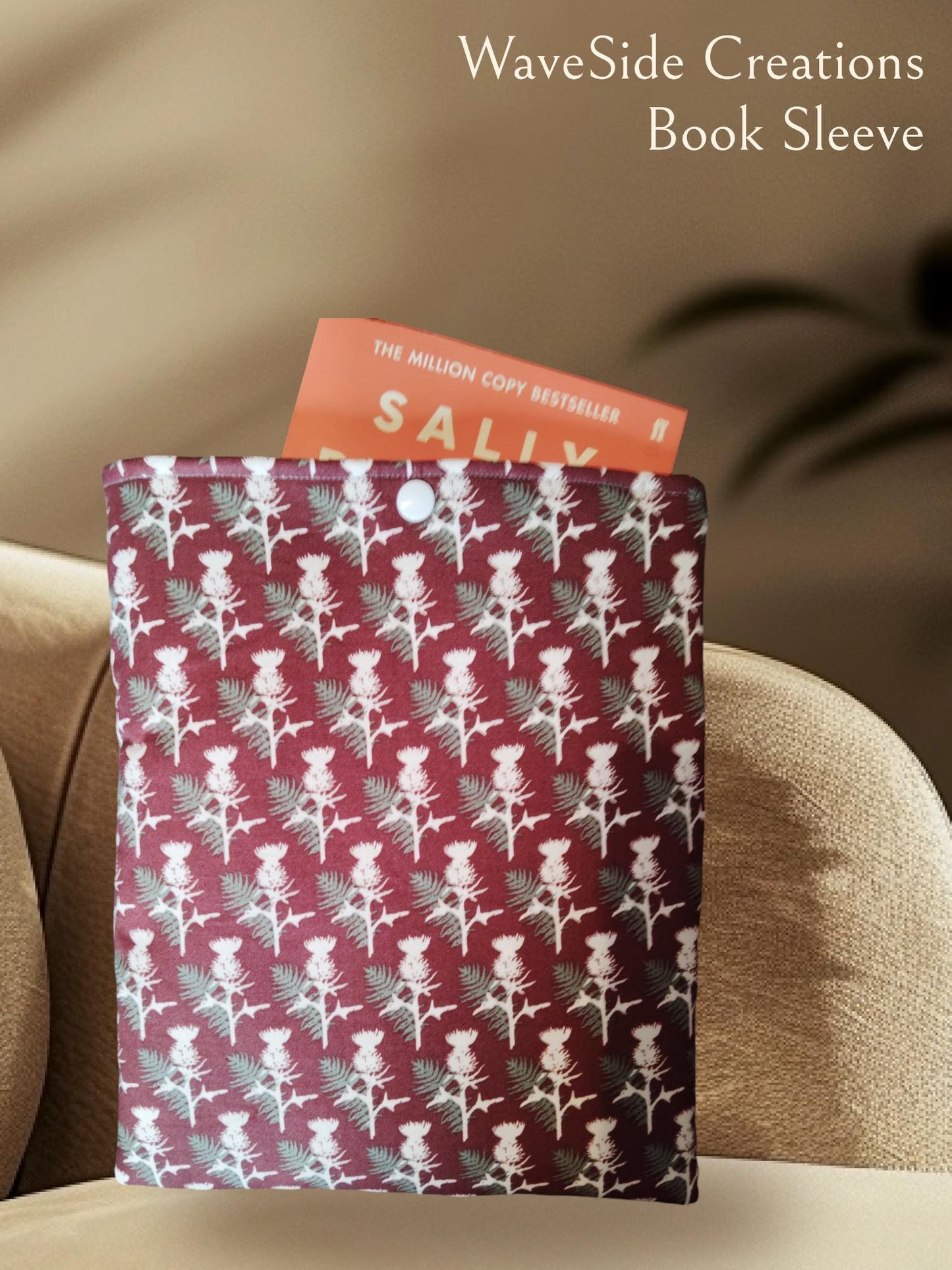 Book Sleeve, book cover, book protector, tablet cover, kindle cover, Thistle theme, Scottish theme