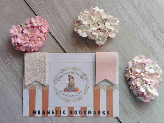 Magnetic bookmarks, leatherette bookmarks, plain pink & pink floral, book lovers gift, thank you teacher gift, gifts for him/her