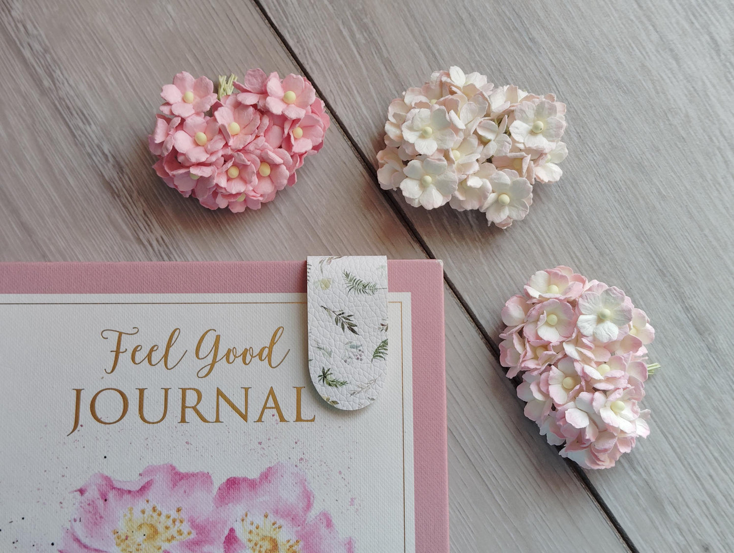 Magnetic bookmarks, leatherette bookmarks, pink floral and white floral, book lovers gift, thank you teacher gift, gifts for him and her