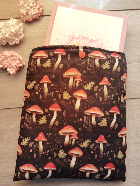 Book Sleeve, book cover, book protector, kindle cover, tablet cover, forest mushroom