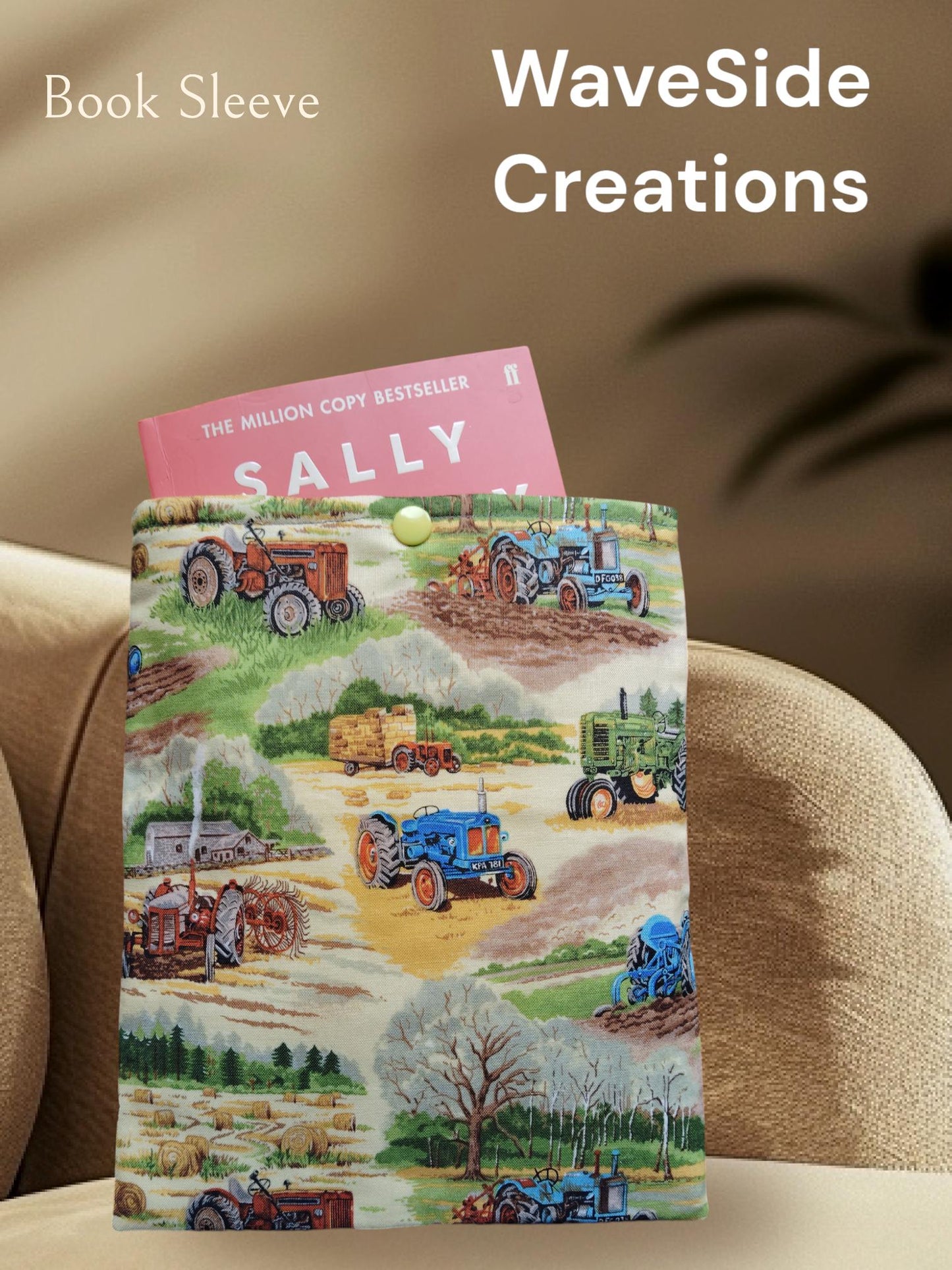 Book Sleeve, book cover, book protector, kindle cover, tablet cover, tractor scenes