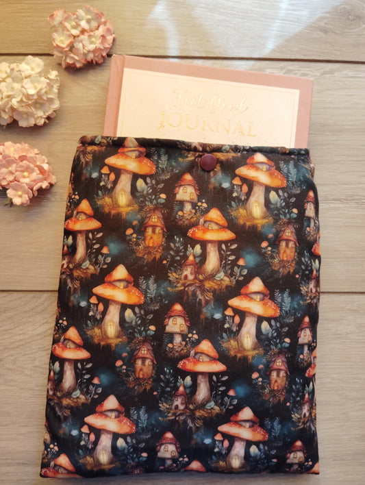 Book Sleeve, book cover, book protector, kindle cover, tablet cover, mystical mushroom village