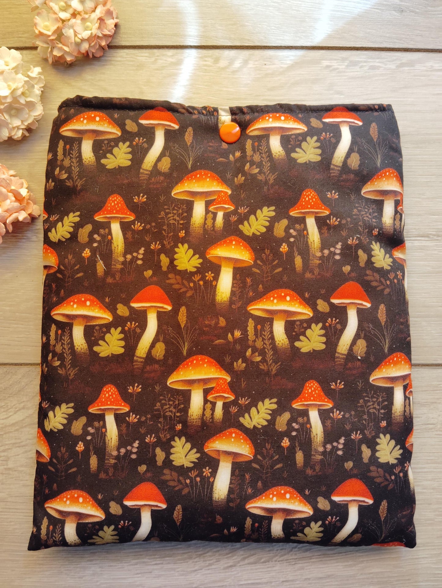 Book Sleeve, book cover, book protector, kindle cover, tablet cover, forest mushroom