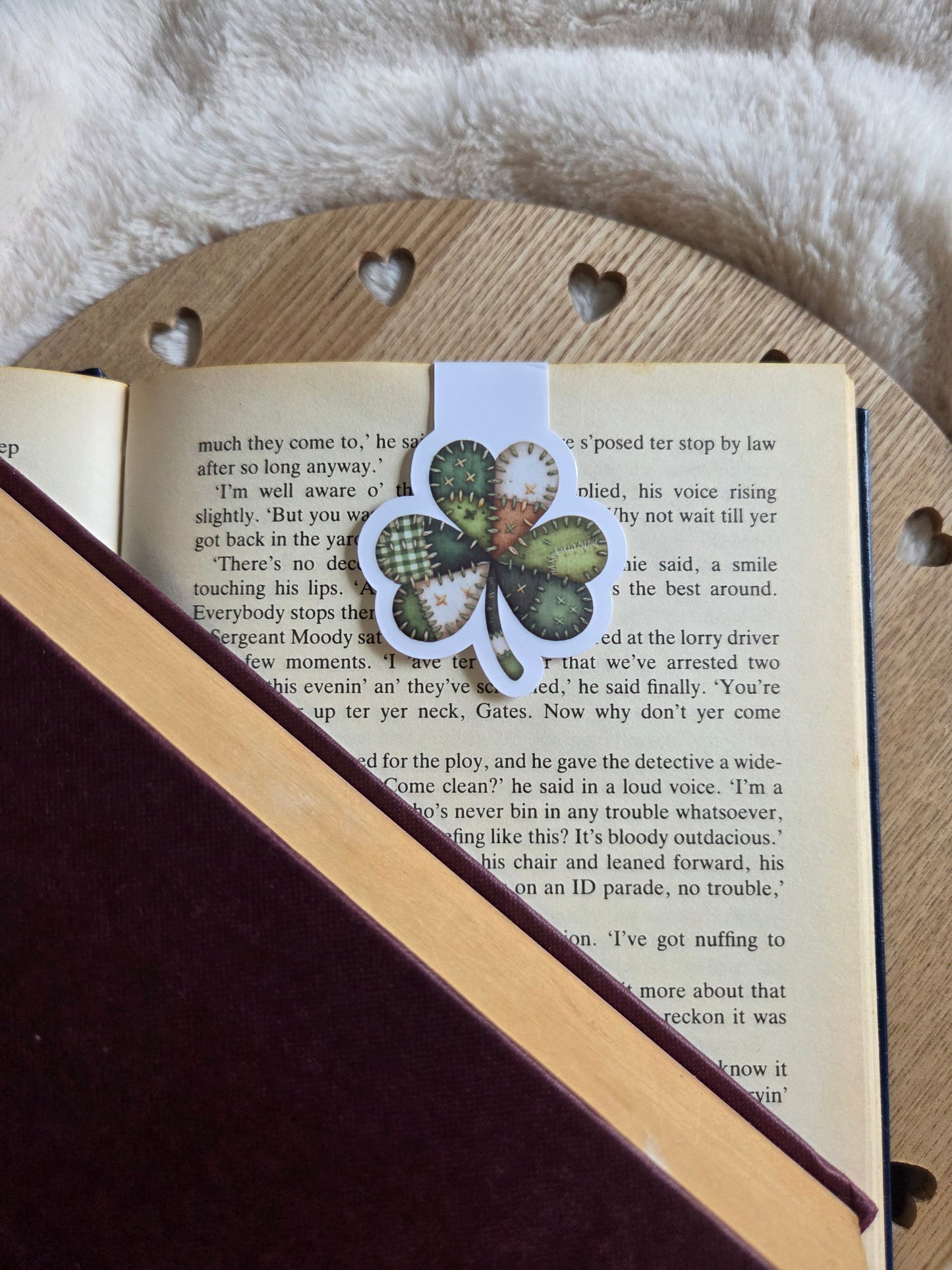 Magnetic bookmark, patchwork shamrock bookmark